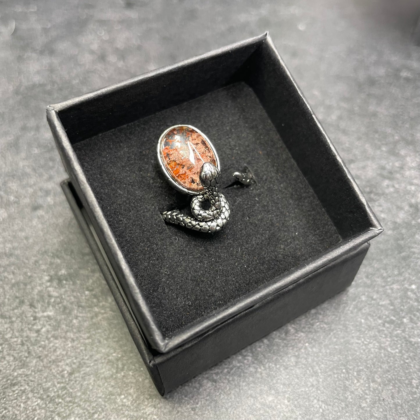 Adjustable Garden Quartz Crystal Silver Plated Snake Ring