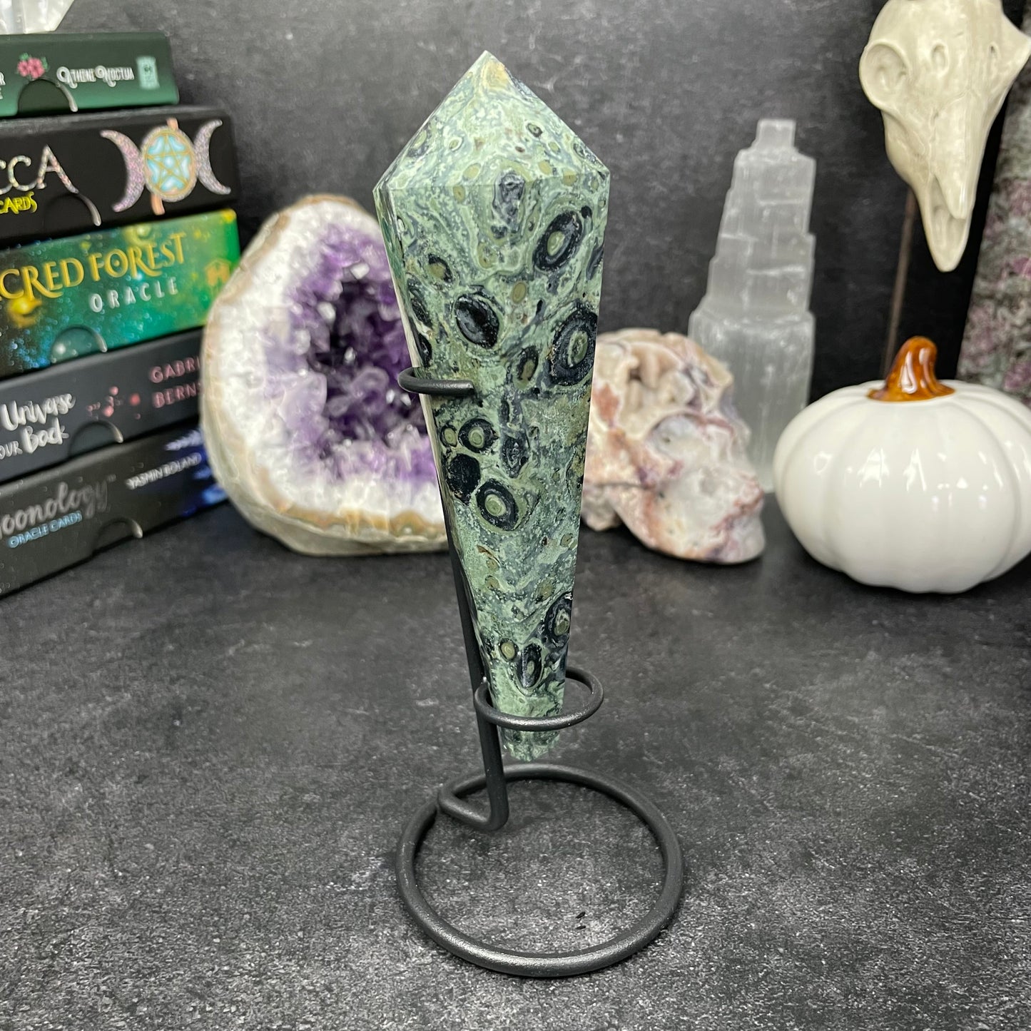 Kambaba Jasper Crystal Wand and Stand