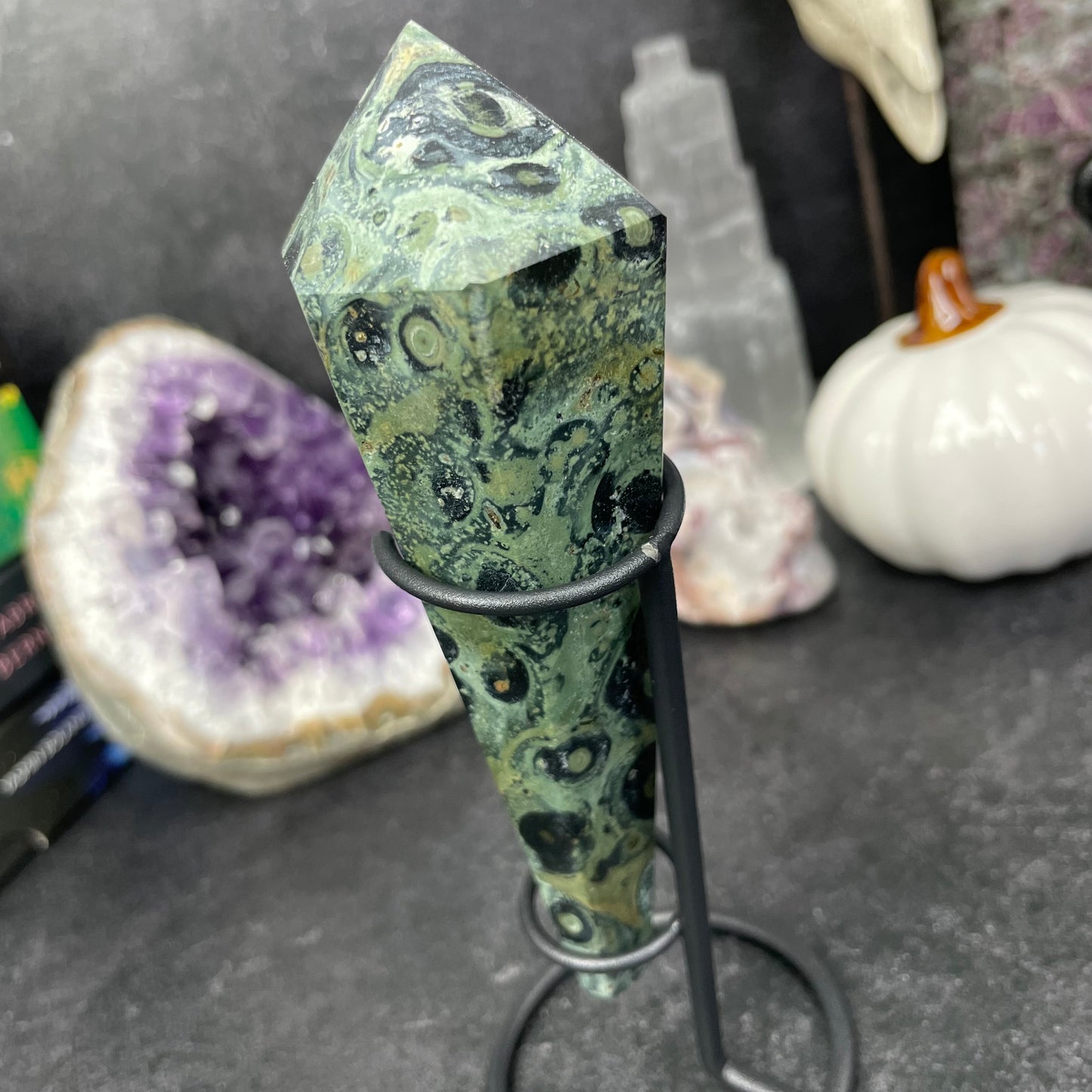 Kambaba Jasper Crystal Wand and Stand