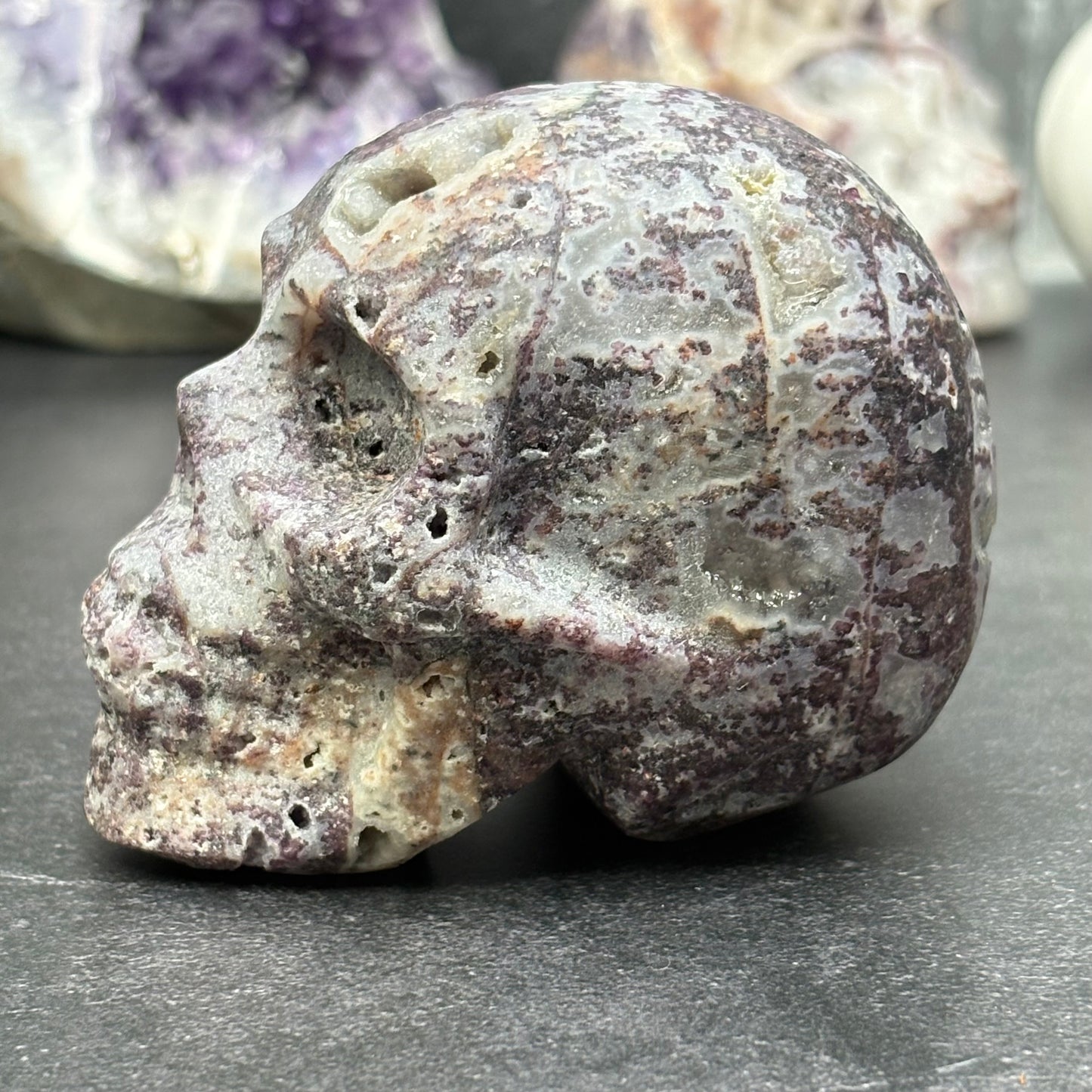 Purple Fluorite and Sphalerite Crystal Skull