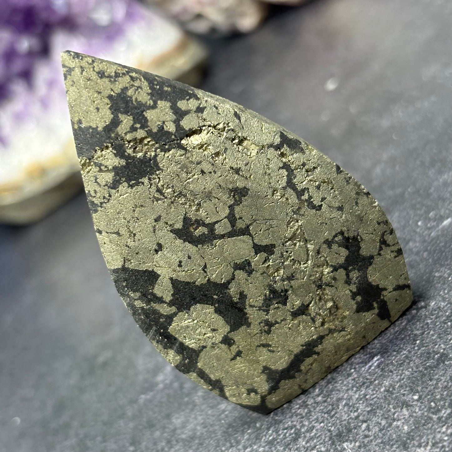 Pyrite in Magnetite Crystal Teardrop