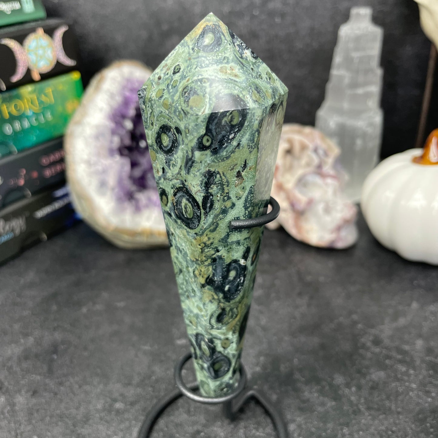 Kambaba Jasper Crystal Wand and Stand