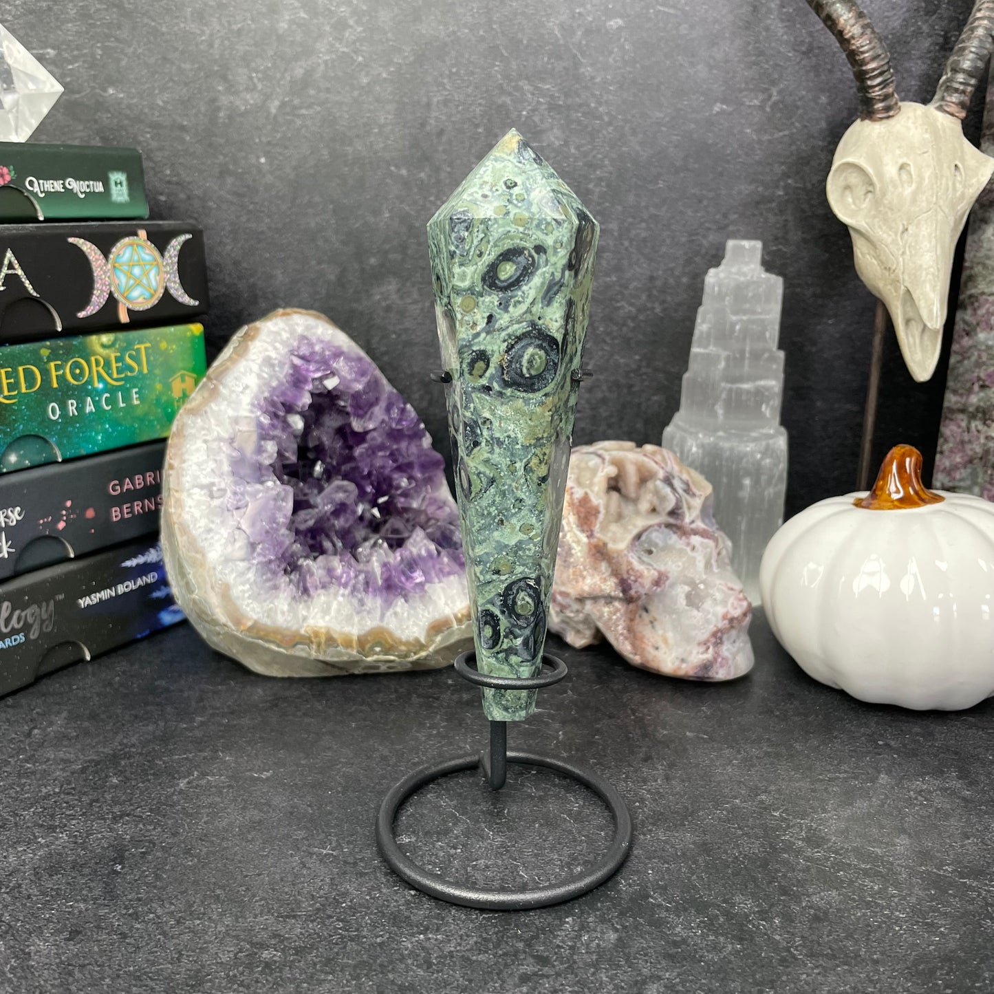 Kambaba Jasper Crystal Wand and Stand