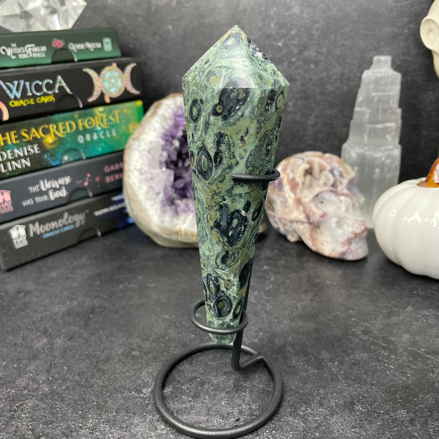 Kambaba Jasper Crystal Wand and Stand