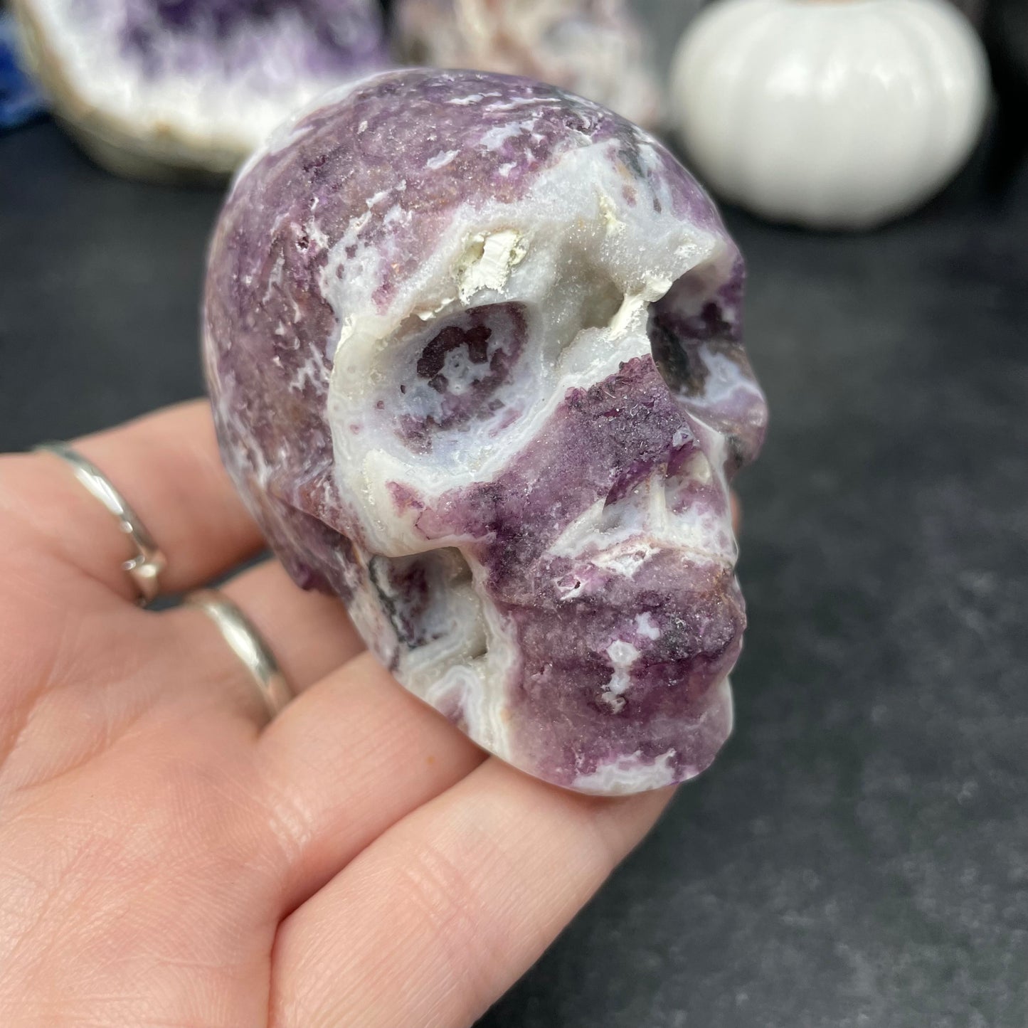 Purple Fluorite and Sphalerite Crystal Skull
