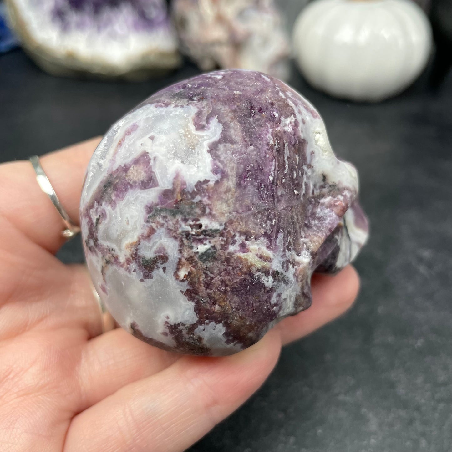 Purple Fluorite and Sphalerite Crystal Skull