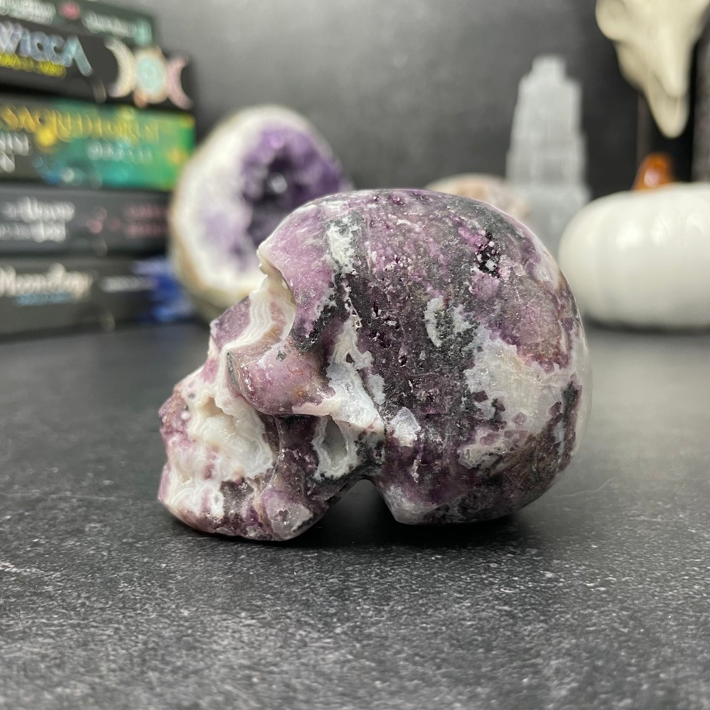 Purple Fluorite and Sphalerite Crystal Skull