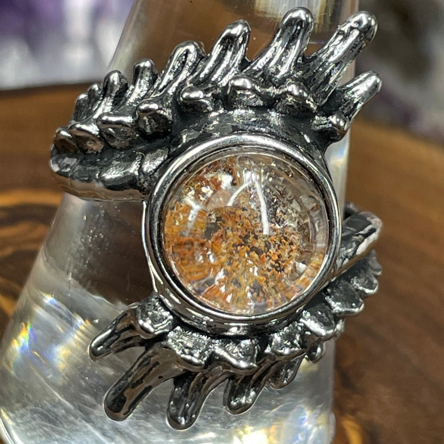 Adjustable Garden Quartz Crystal Silver Plated Ring