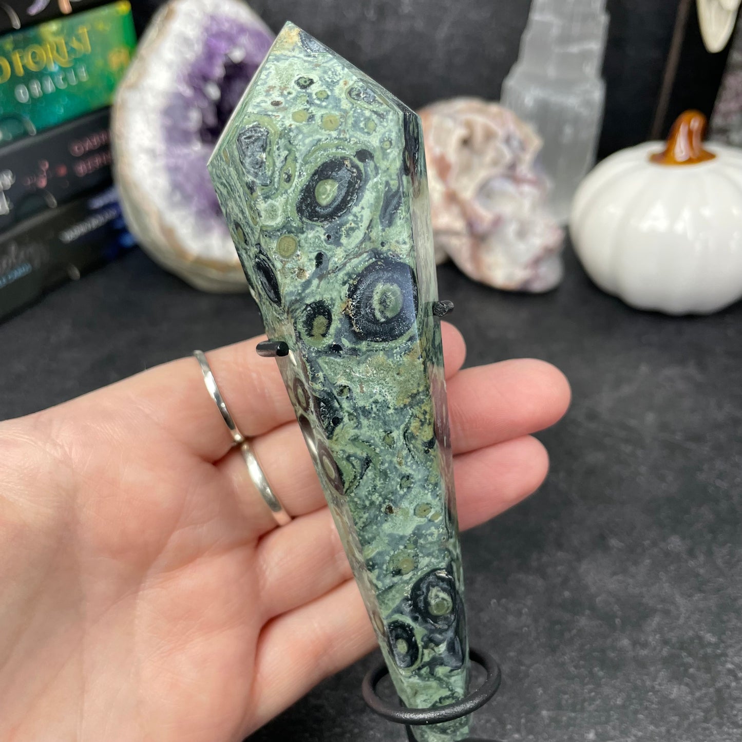 Kambaba Jasper Crystal Wand and Stand