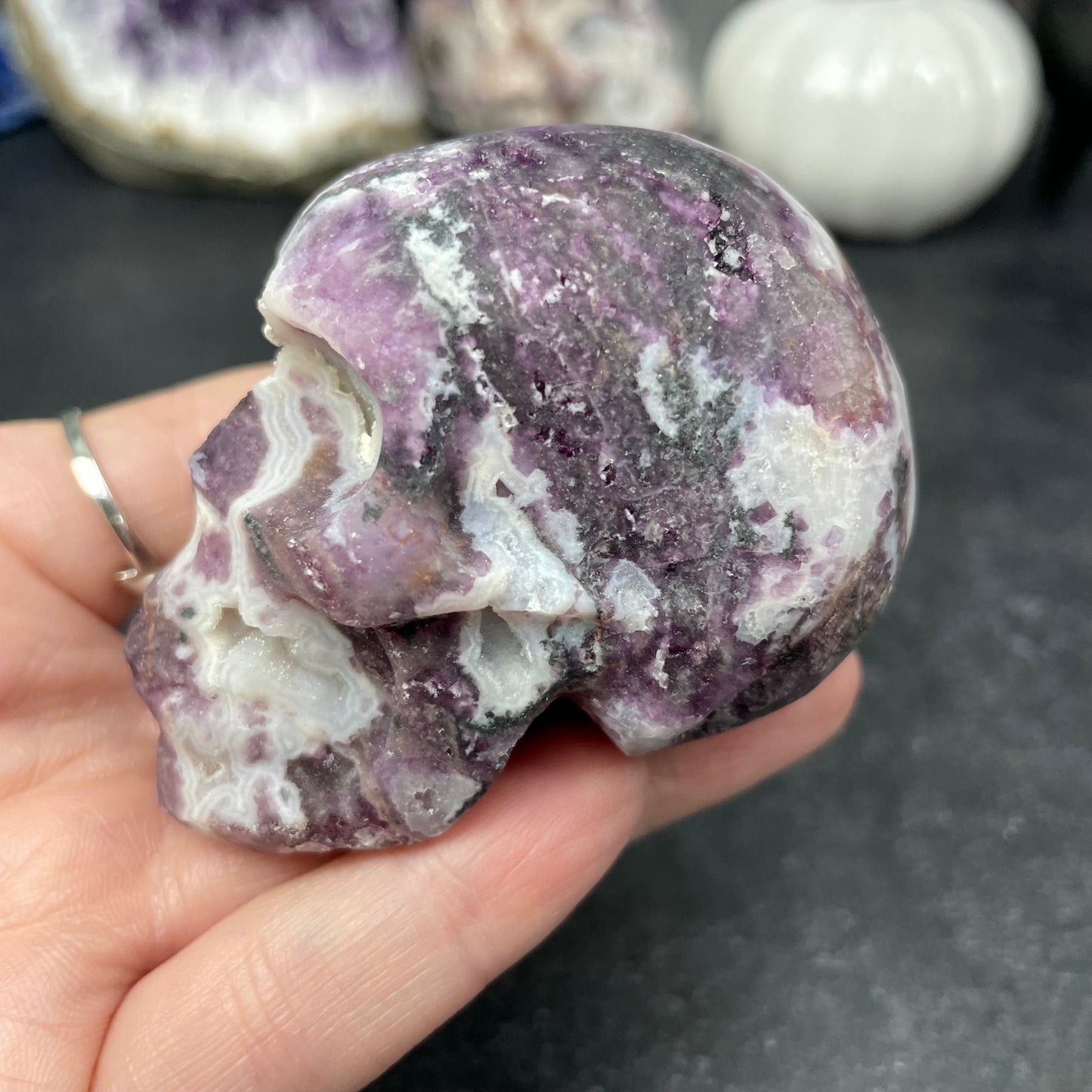 Purple Fluorite and Sphalerite Crystal Skull