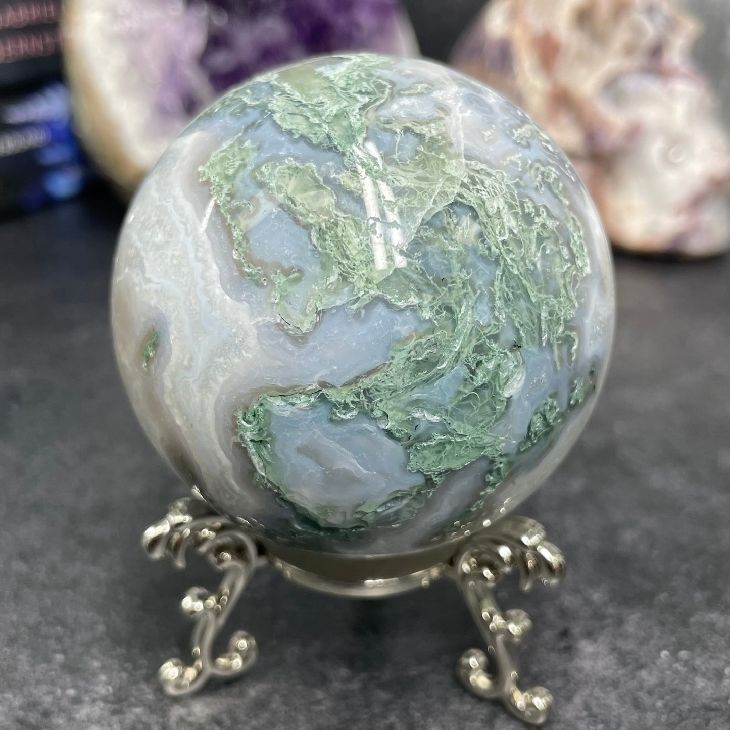 Moss Agate Crystal Sphere