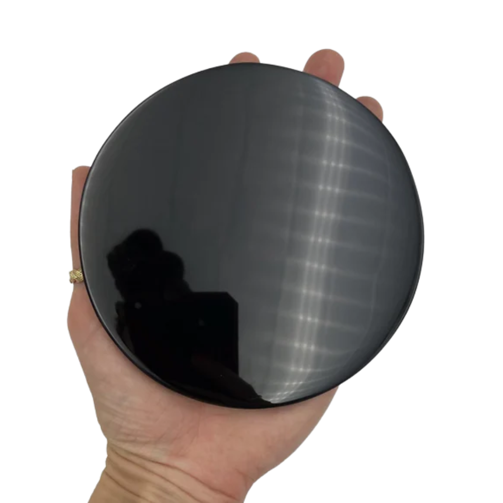 Black Obsidian Crystal Scrying Mirror -12cm