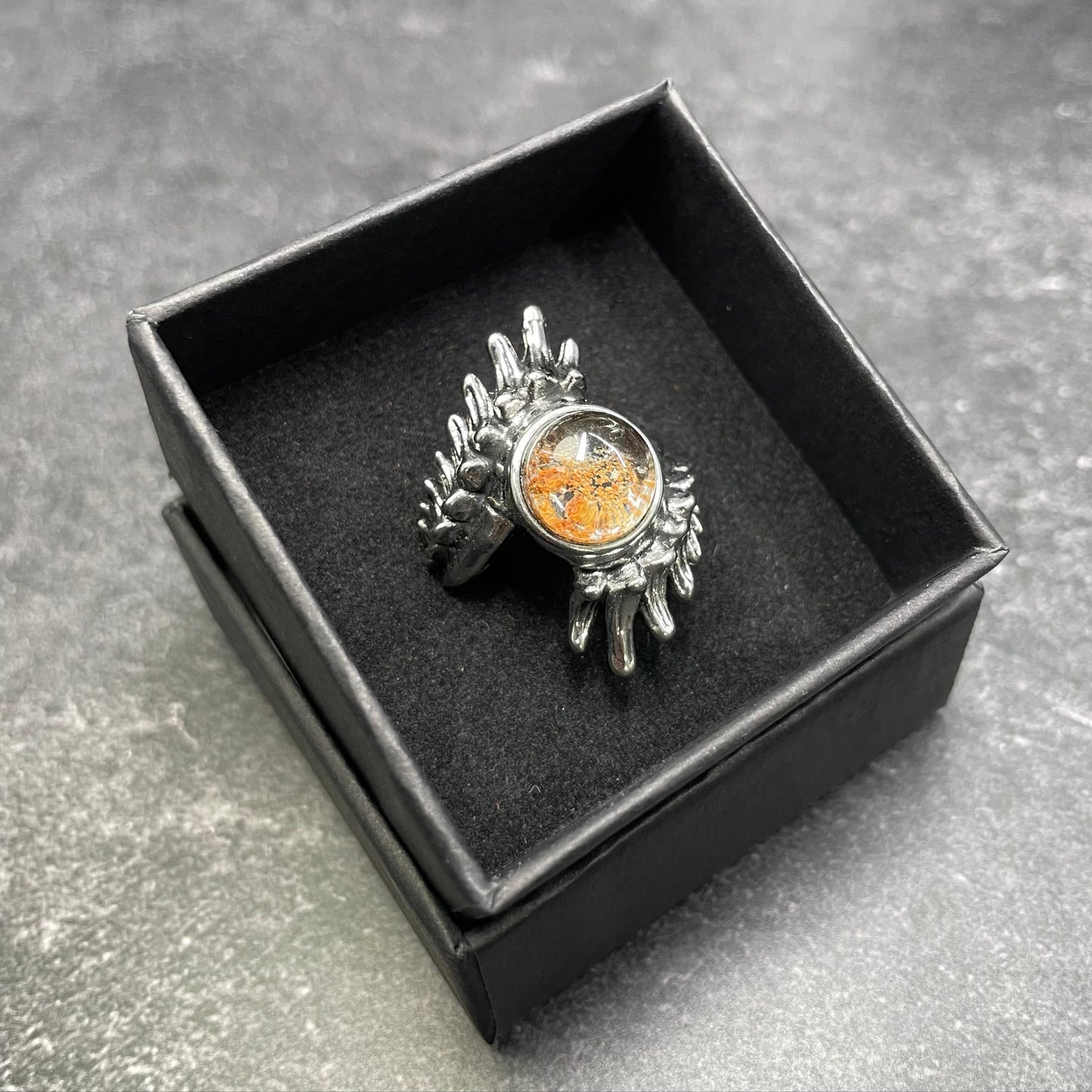 Adjustable Garden Quartz Crystal Silver Plated Ring