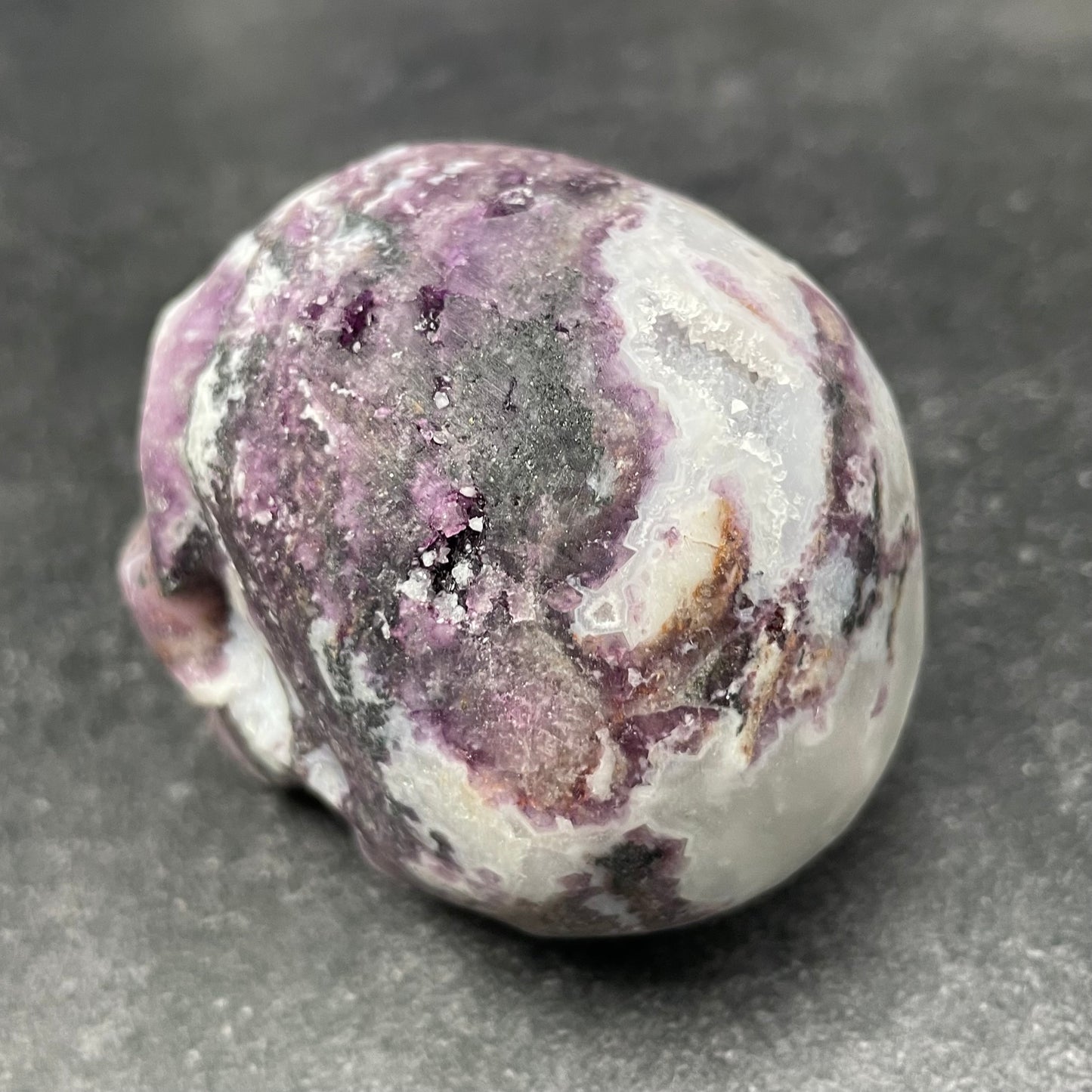 Purple Fluorite and Sphalerite Crystal Skull