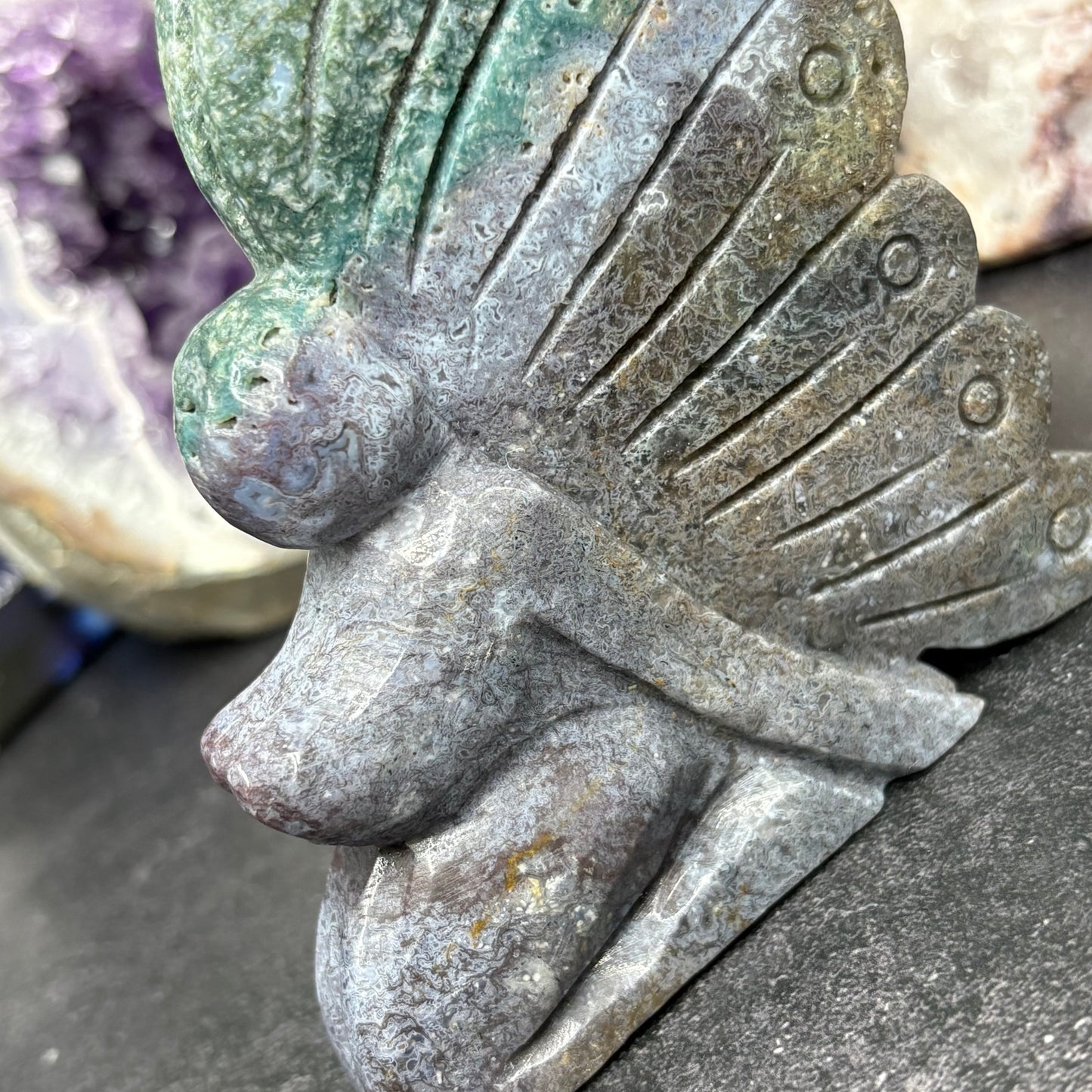 Large Ocean Jasper Crystal Fairy Carving