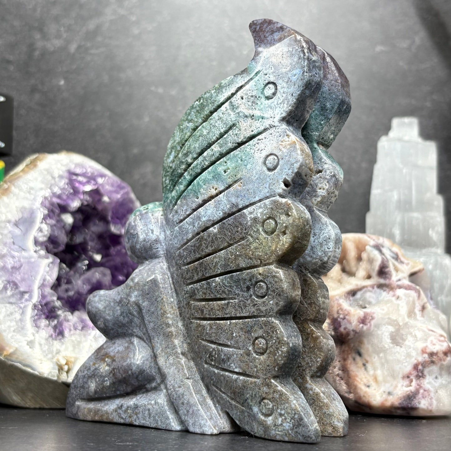 Large Ocean Jasper Crystal Fairy Carving