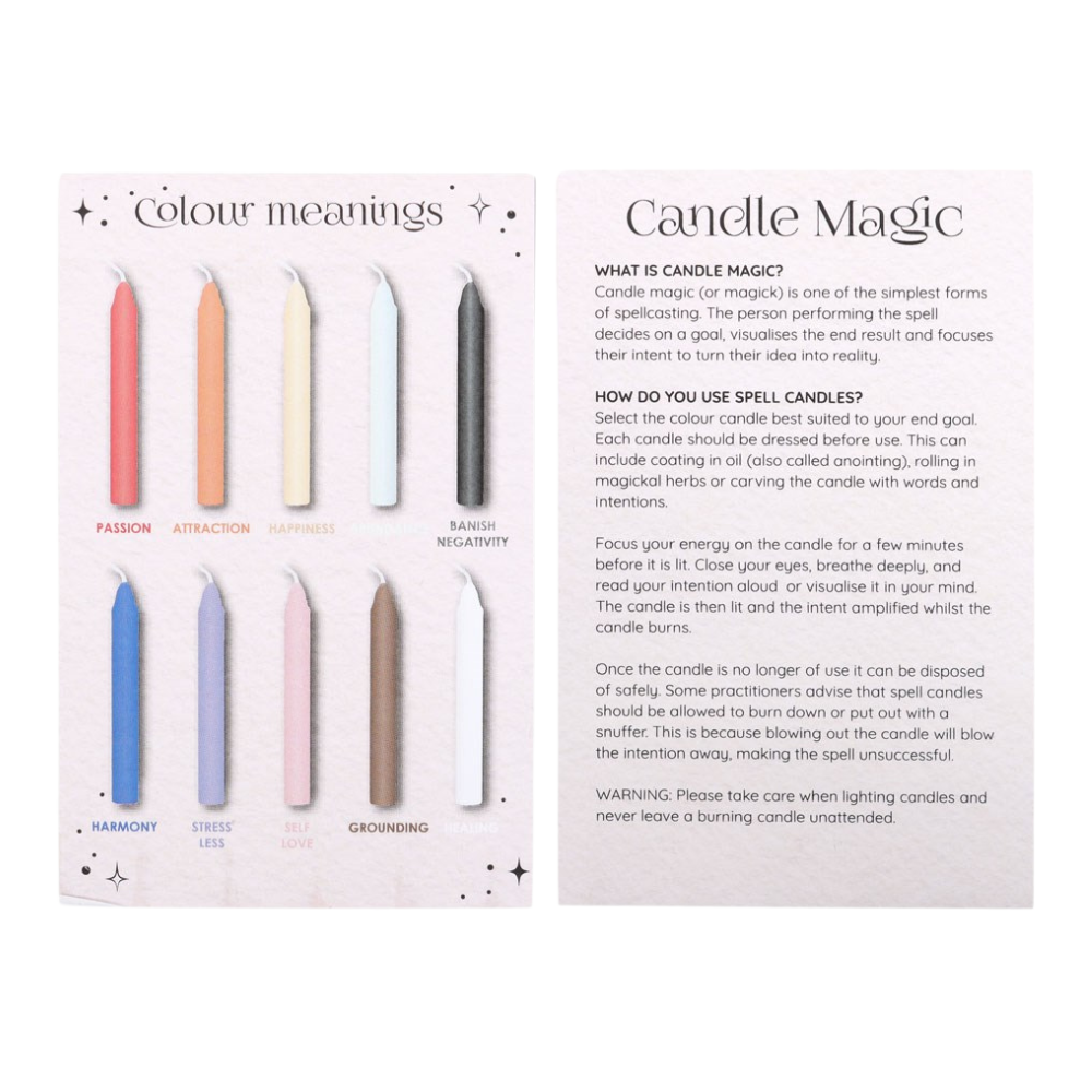 Pack of 12 Mixed Colour Spell Candles