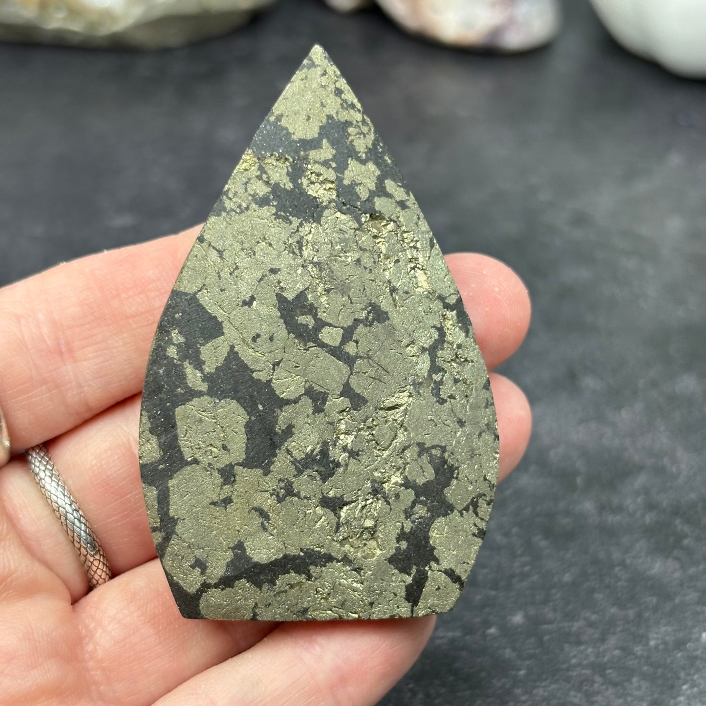 Pyrite in Magnetite Crystal Teardrop
