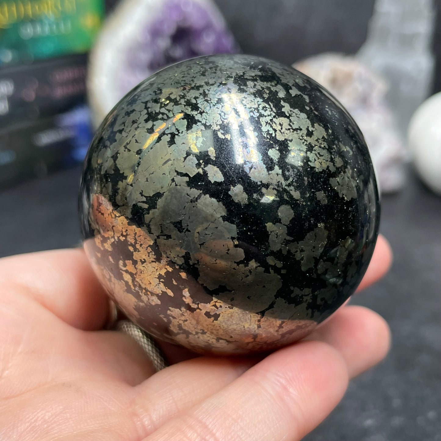 Pyrite in Magnetite Crystal Sphere