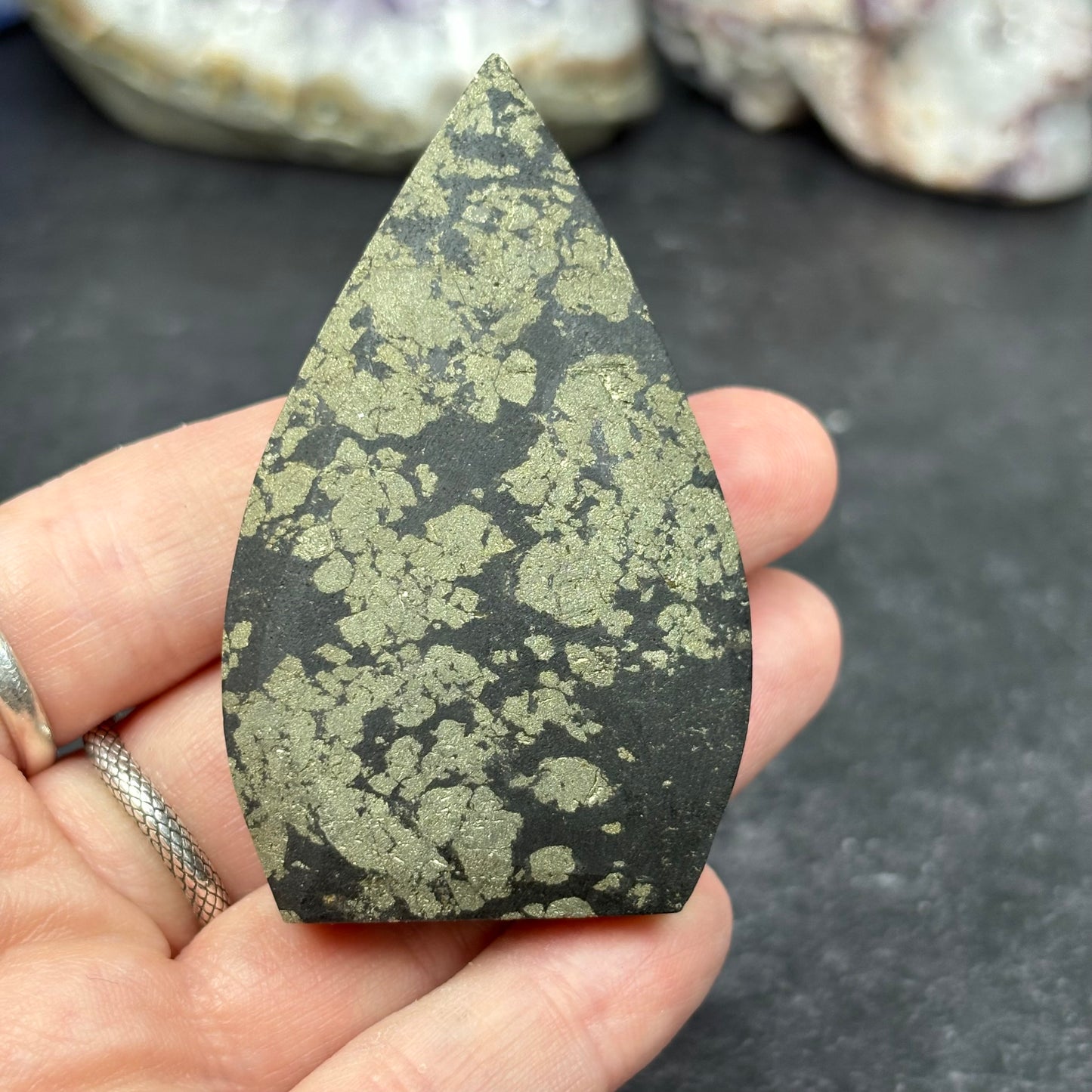 Pyrite in Magnetite - Crystal Teardrop