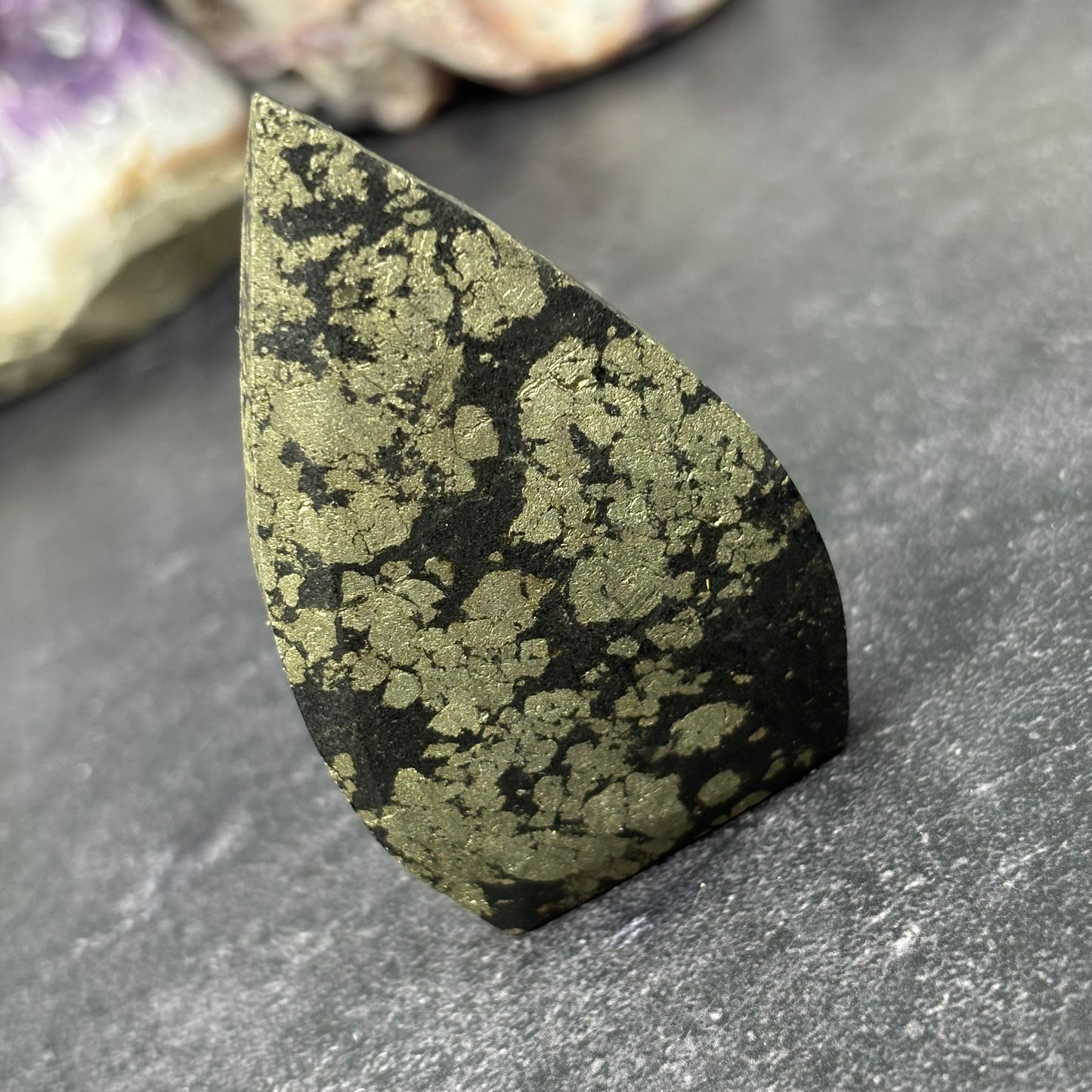 Pyrite in Magnetite Crystal Teardrop