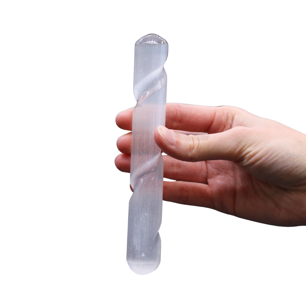 Selenite Crystal Round Spiral Wand