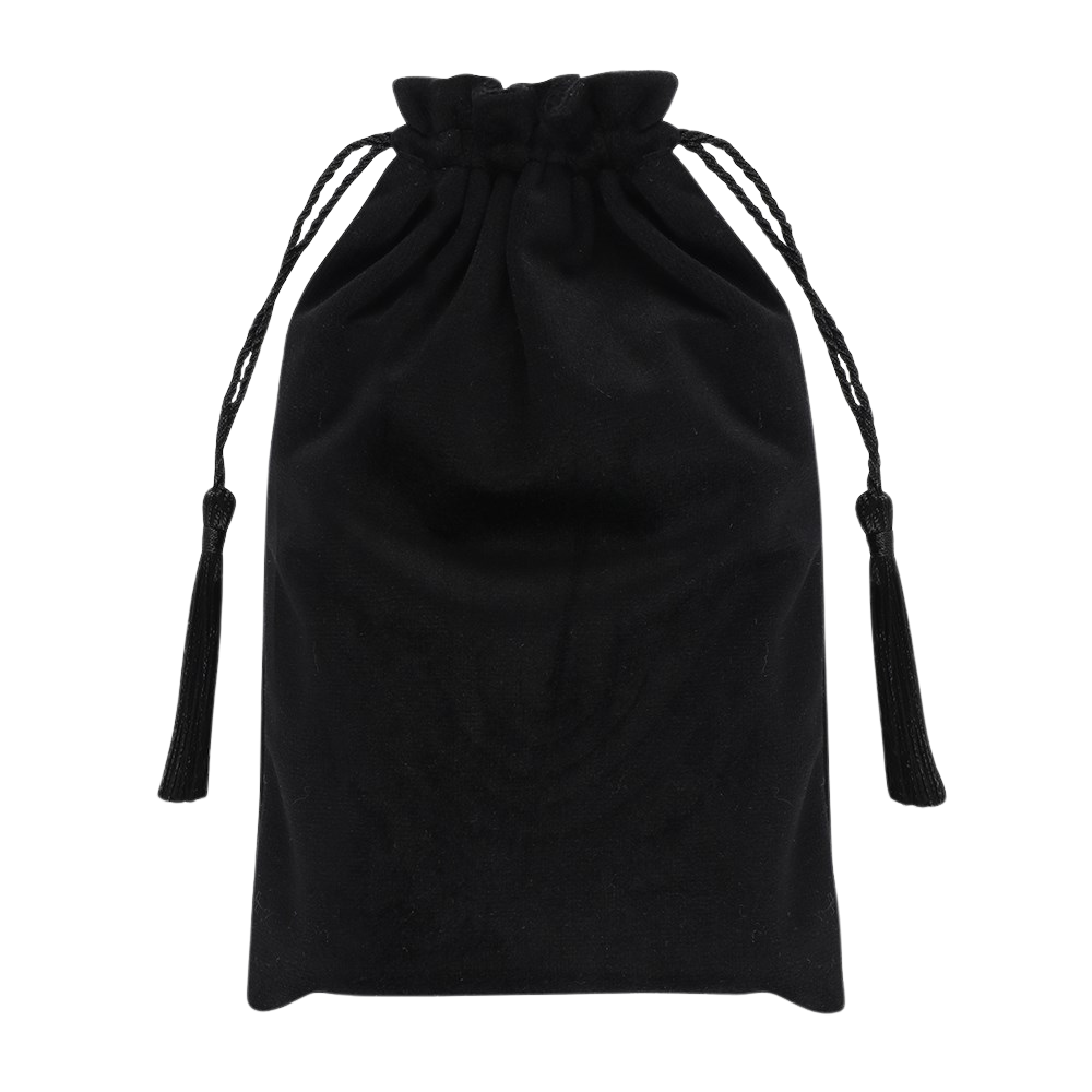 The Moon Tarot Card Black Velvet Drawstring Pouch