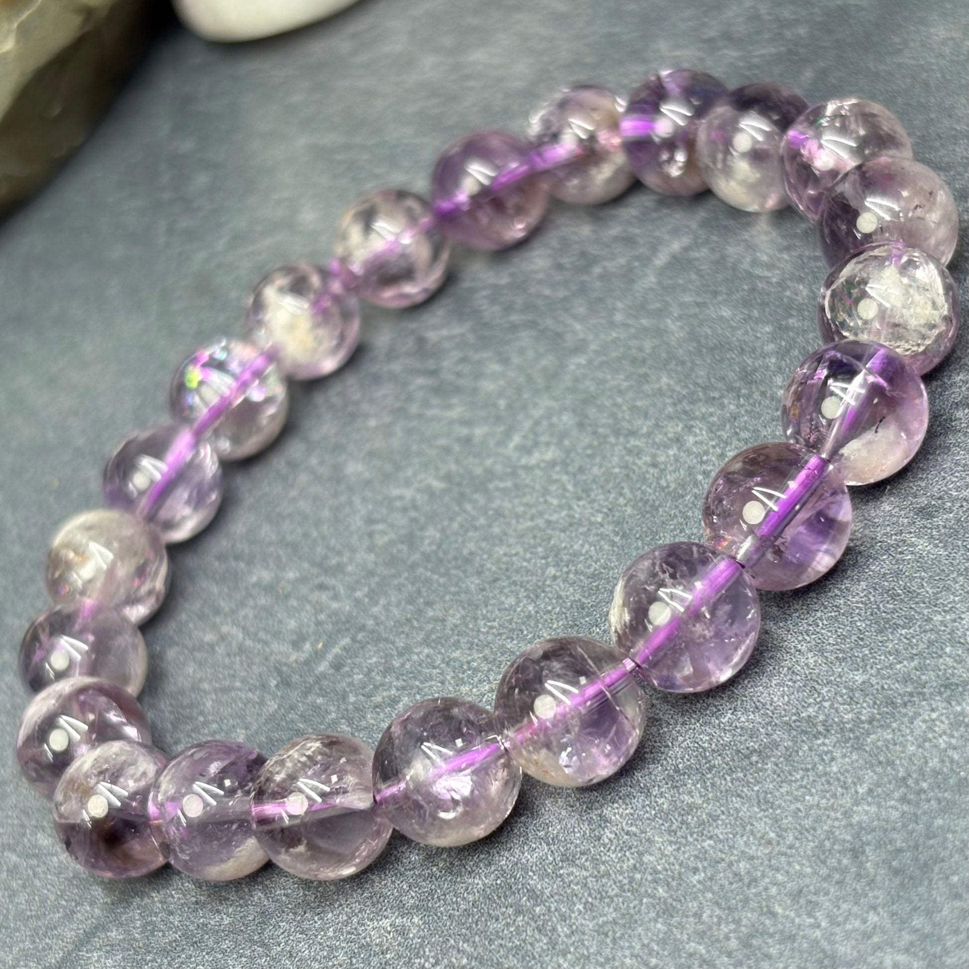 Phantom Amethyst 9.5mm Bead Crystal Bracelet