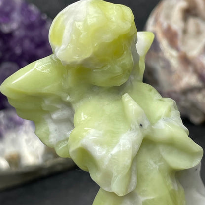 Lemon Jade Praying Angel Crystal Carving