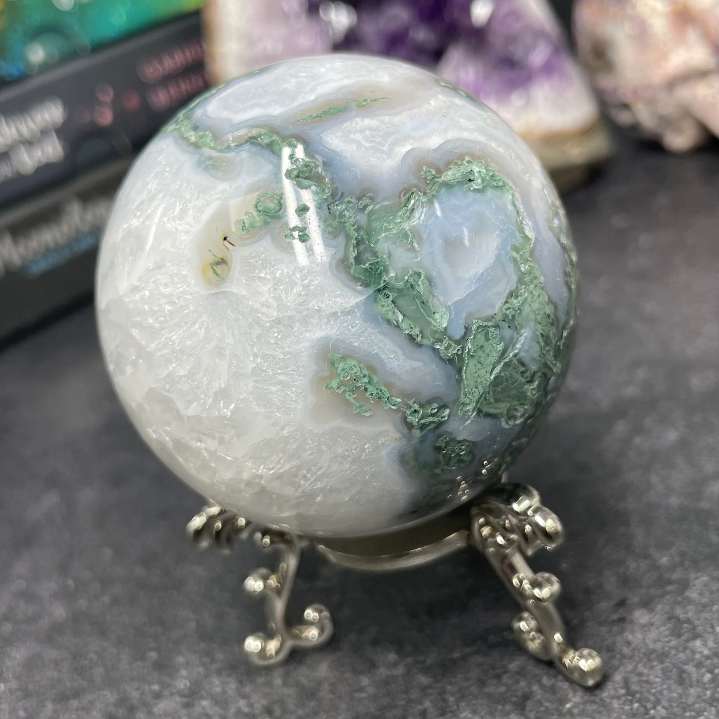 Moss Agate Crystal Sphere
