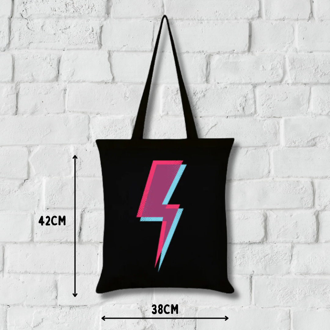 Lightning Bolt Black Tote Bag