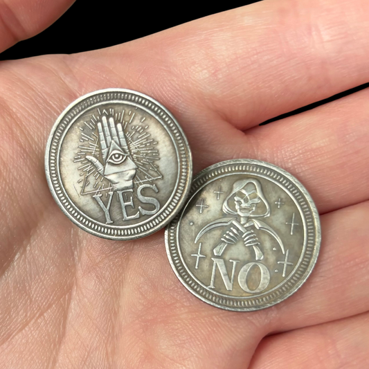 Silver Magic Divination Yes / No Coin - tool for predicting the future, scrying, fortune telling and deciding fate!