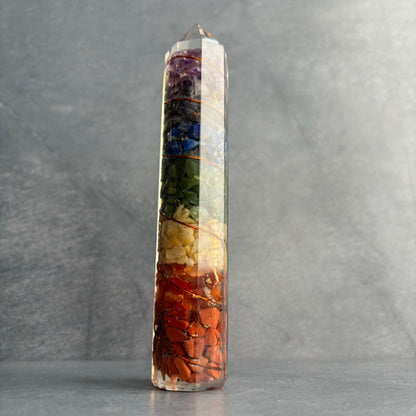 Large Orgonite Power Wand - Chakra Crystals & Copper