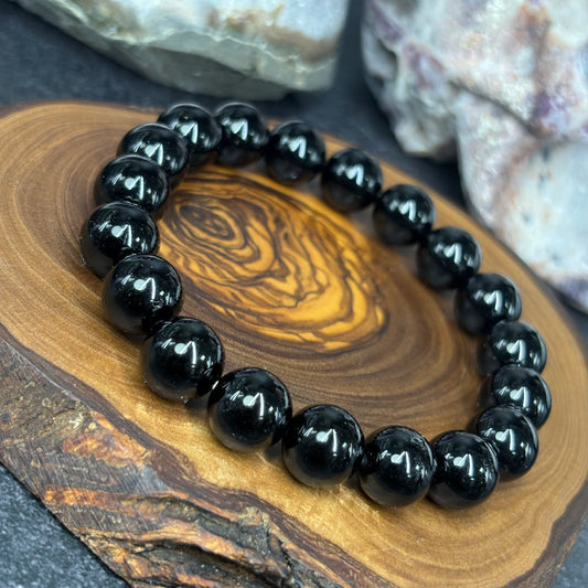 10mm Black Obsidian Crystal Bracelet