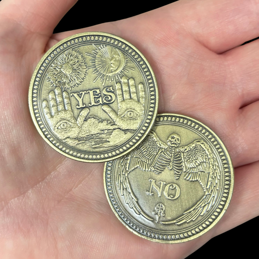 Bronze Magic Divination Yes / No Coin - tool for predicting the future, scrying, fortune telling and deciding fate!