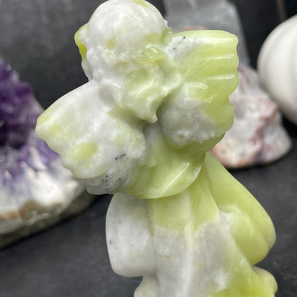 Lemon Jade Praying Angel Crystal Carving