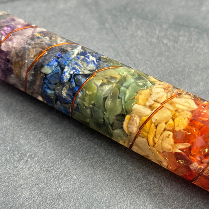 Large Orgonite Power Wand - Chakra Crystals & Copper