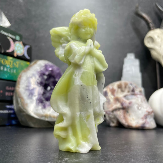 Lemon Jade Praying Angel Crystal Carving