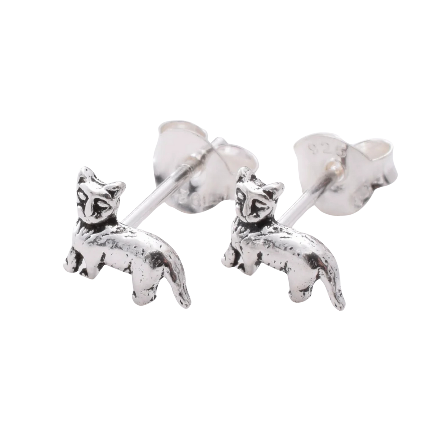 925 Sterling Silver Cat Earrings