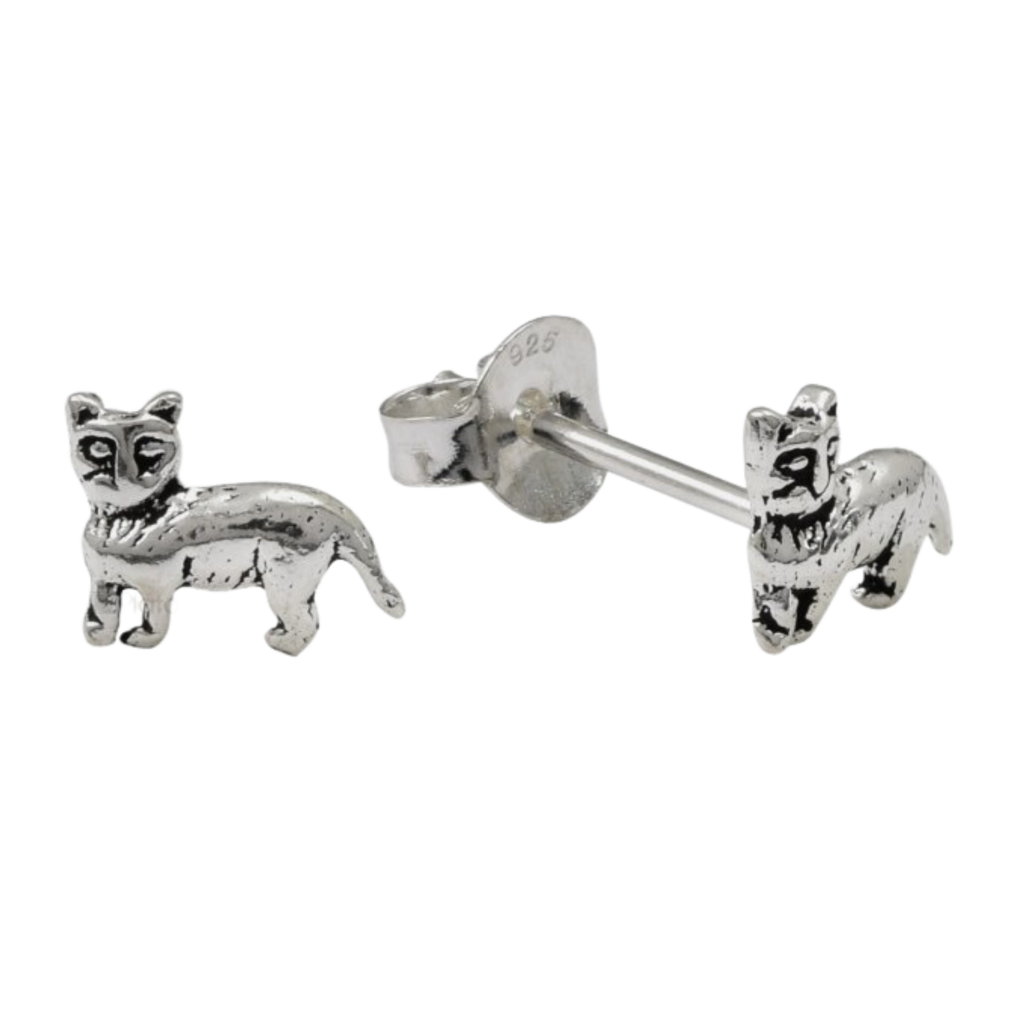925 Sterling Silver Cat Earrings