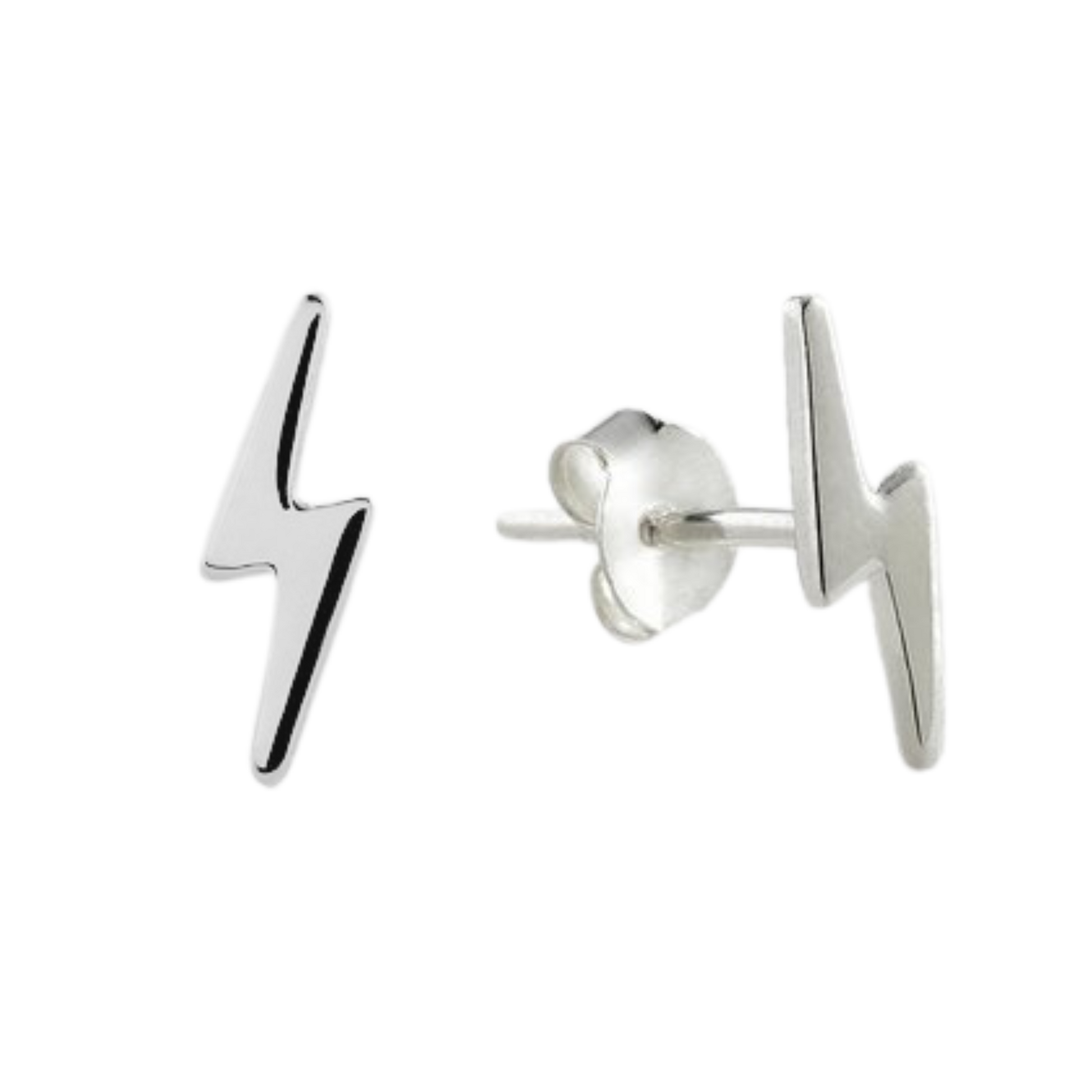 925 Sterling Silver Lightning Bolt Stud Earrings