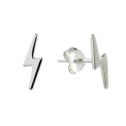 925 Sterling Silver Lightning Bolt Stud Earrings