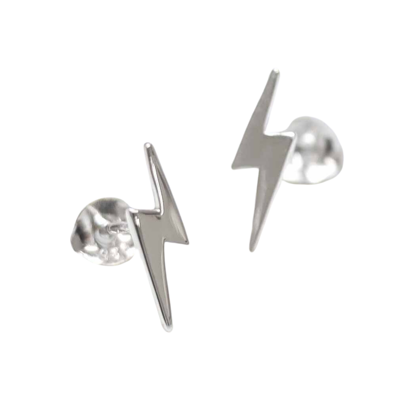 925 Sterling Silver Lightning Bolt Stud Earrings