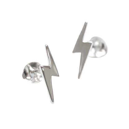 925 Sterling Silver Lightning Bolt Stud Earrings