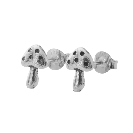 925 Sterling Silver Mushroom Stud Earrings