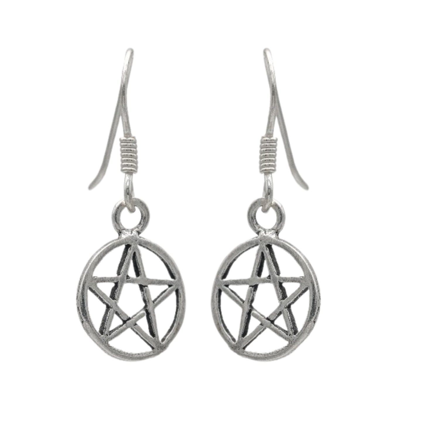 925 Sterling Silver Pentagram Drop Earrings