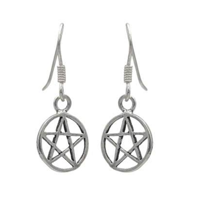 925 Sterling Silver Pentagram Drop Earrings