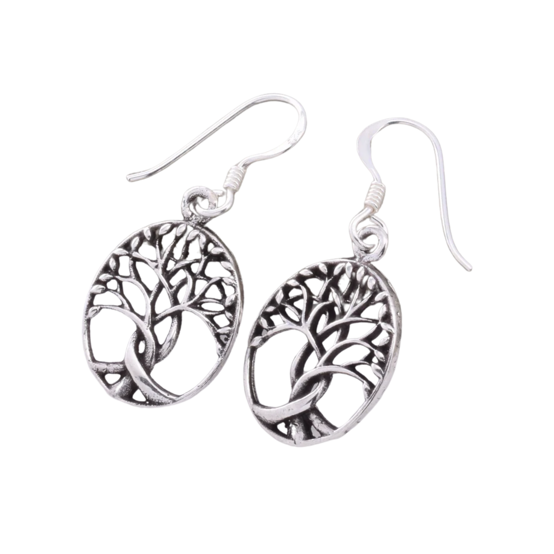 925 Sterling Silver Tree of Life Drop Earrings