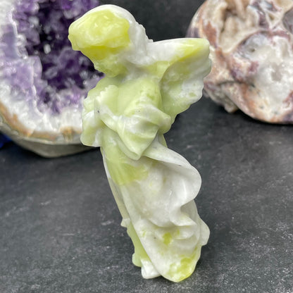 Lemon Jade Praying Angel Crystal Carving