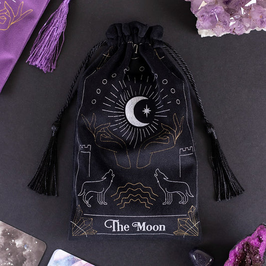 Black Velvet Tarot Card Drawstring Pouch